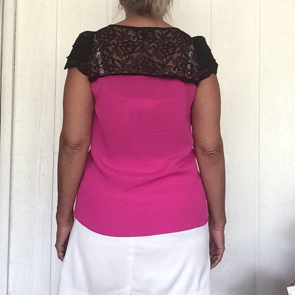 EXPRESS HOT PINK LACE TOP SMALL - Picture 8 of 11